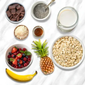  Ingredients for overnight oats with berries and chia seeds