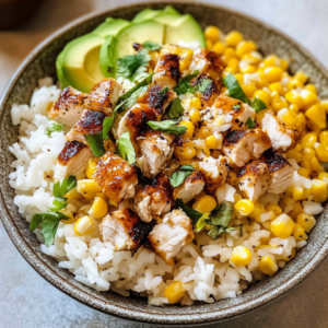  Corn Chicken Rice Bowl Recipe Closeup