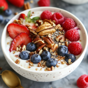 High Fiber Yogurt Parfait with Berries and Granola