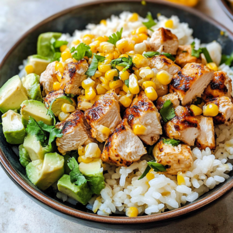 Street Corn Chicken Rice Bowl Recipe_Closeup.