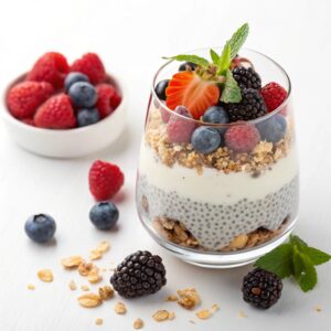 High Fiber Yogurt Parfait with Berries and Granola