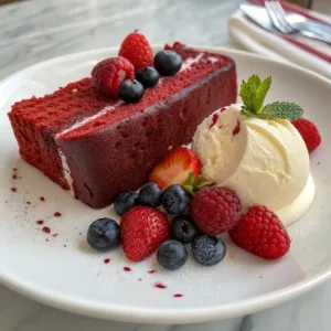 Red velvet pound cake served with ice cream