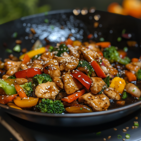 Chicken teriyaki stir fry with fresh vegetables