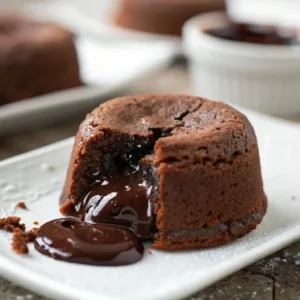 Freshly baked mini lava cake with gooey center