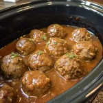 Slow Cooker Salisbury Steak Meatballs in Gravy