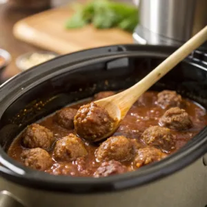 Slow cooker meatballs in gravy