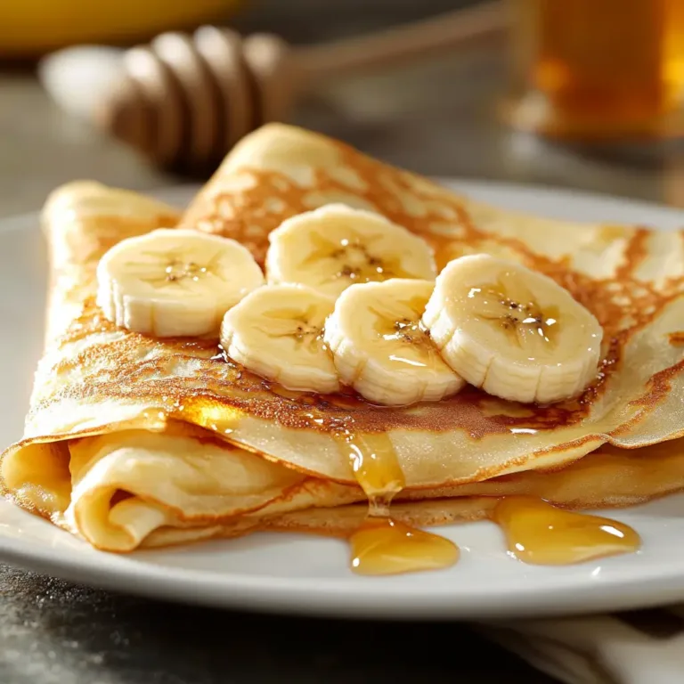 Perfect banana crepes with bananas and honey.
