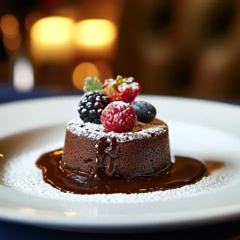 Mini chocolate lava cake with gooey center